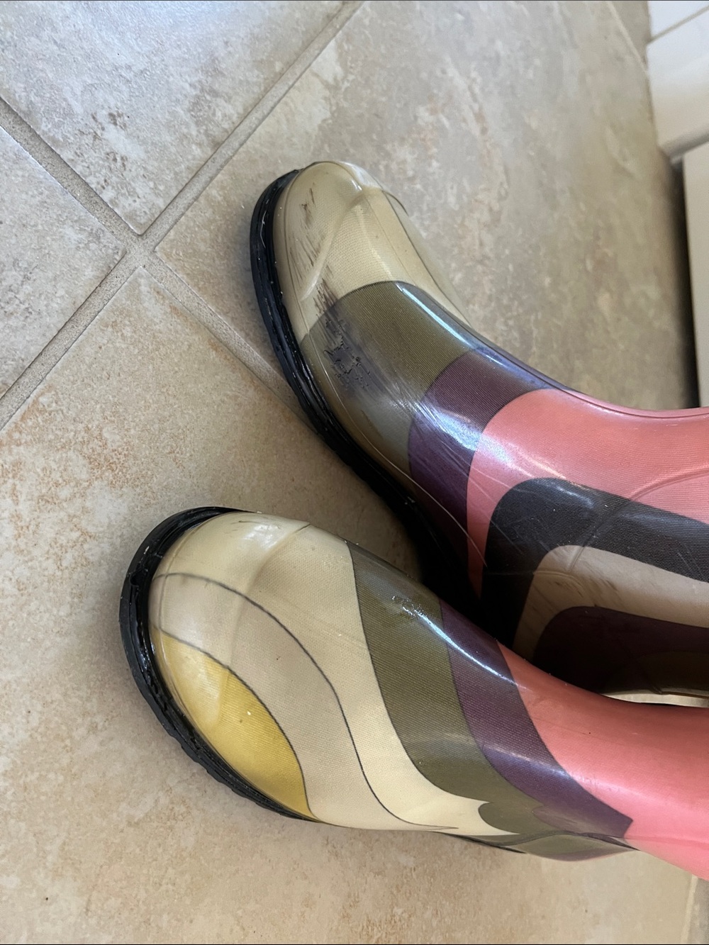 Vintage Emilio Pucci Pink Multicolor Swirl Rain Boots - Picture 3 of 3